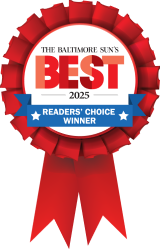 An image of a winner ribbon from The Baltimore Sun's Readers Choice competition.